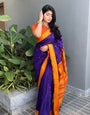 Divine Purple Soft Silk Saree With Prettiest Blouse Piece