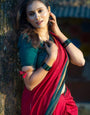 Classic Red Soft Silk Saree With Pleasant Blouse Piece