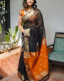 Rhapsody Black Cotton Silk Saree With Sensational Blouse Piece