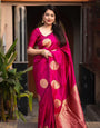 Beautiful Dark Pink Soft Silk Saree With Exquisite Blouse Piece