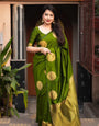 Glittering Green Soft Silk Saree With Beguiling Blouse Piece