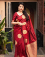 Unequalled Maroon Soft Silk Saree With Inimitable Blouse Piece