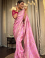 Elegant Pink Soft Silk Saree With Appealing Blouse Piece