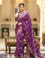 Eclat Purple Soft Silk Saree With Glowing Blouse Piece
