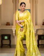Denouement Yellow Soft Silk Saree With Vivacious Blouse Piece
