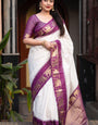 Refreshing Off White Soft Silk Saree With Prominent Blouse Piece