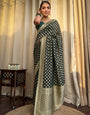 Adorable Dark Green Soft Banarasi Silk Saree With Ethereal Blouse