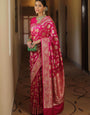 Nectarous Dark Pink Soft Silk Saree With Jazzy Blouse Piece