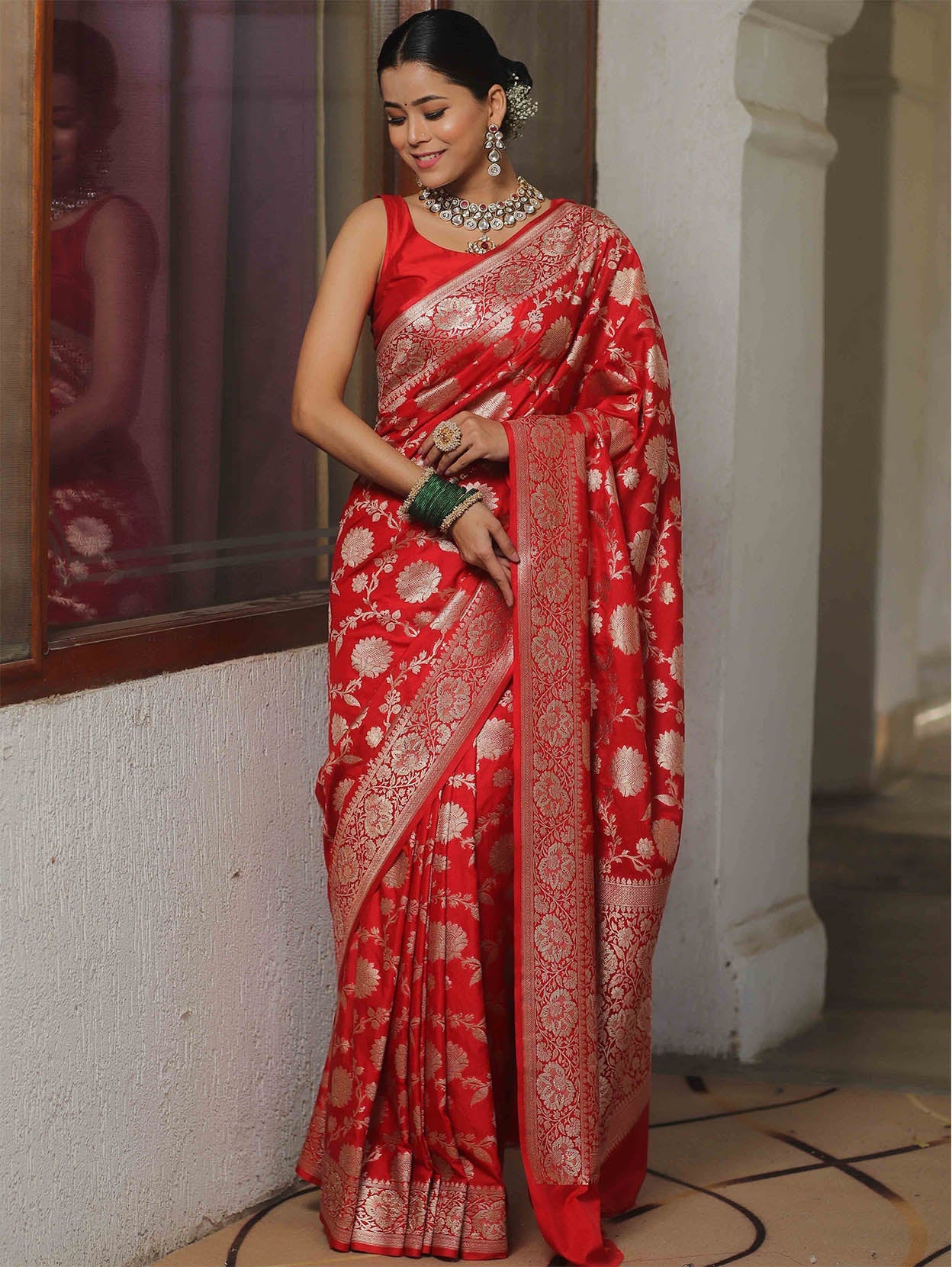 Propinquity Red Soft Silk Saree With Transcendent Blouse Piece