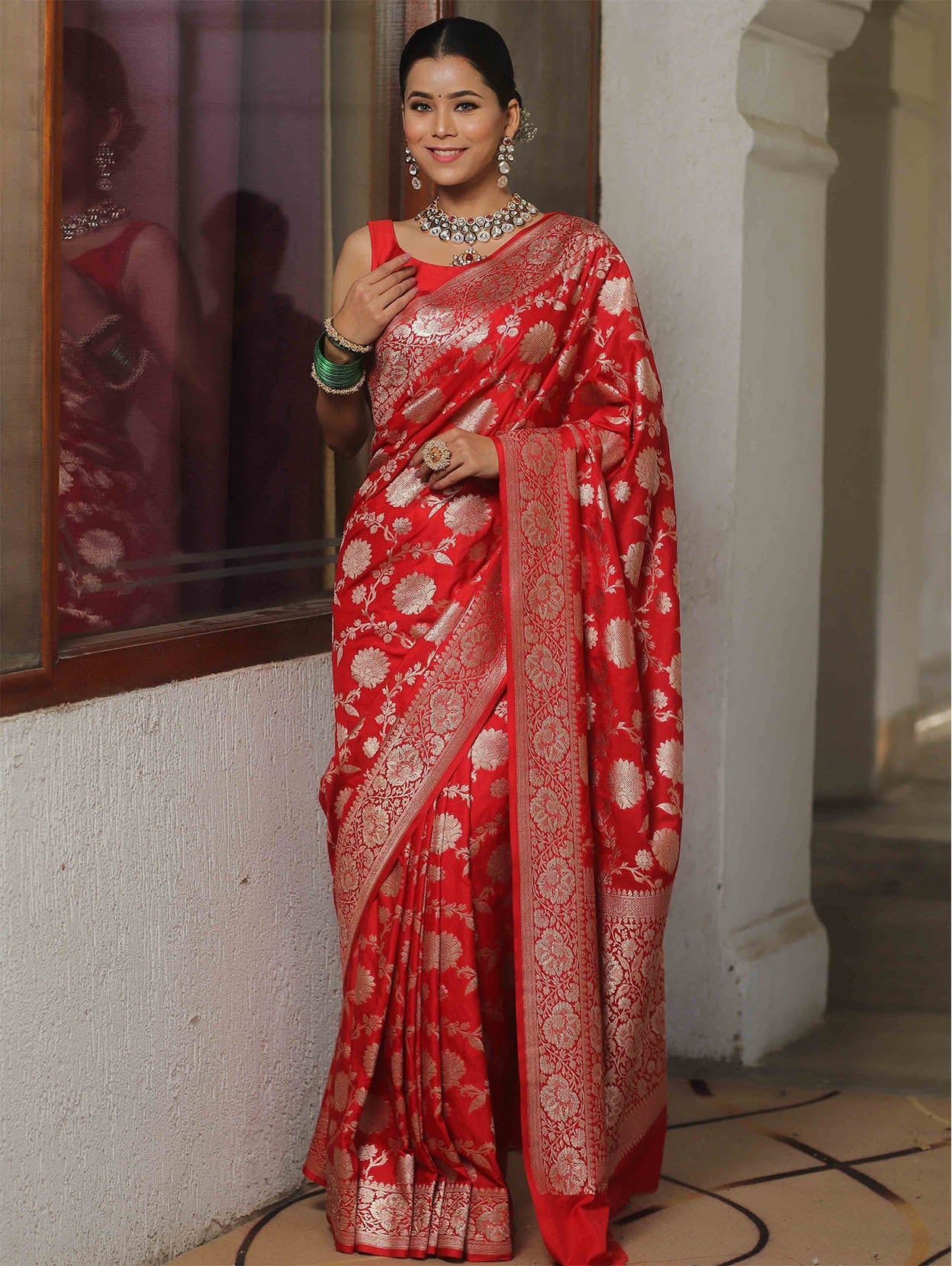 Propinquity Red Soft Silk Saree With Transcendent Blouse Piece