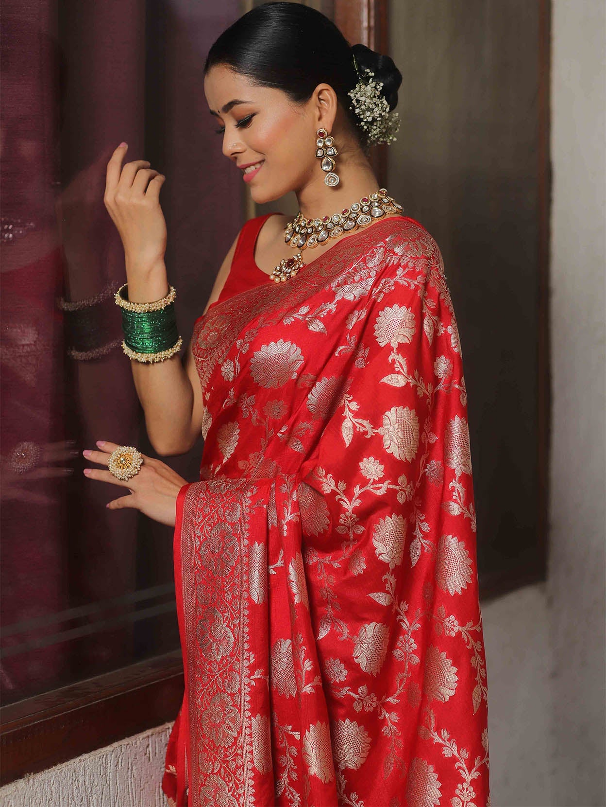 Propinquity Red Soft Silk Saree With Transcendent Blouse Piece