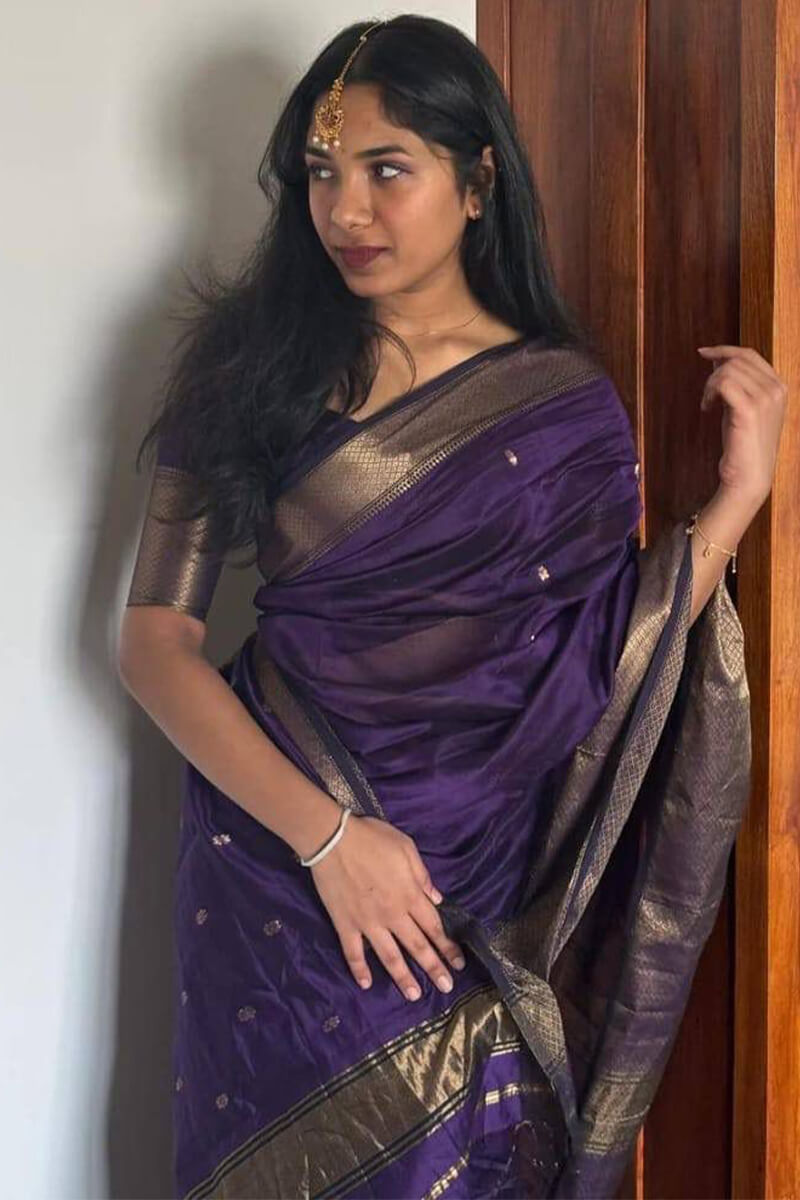 Ratatouille Purple Cotton Silk Saree With Forbearance Blouse Piece