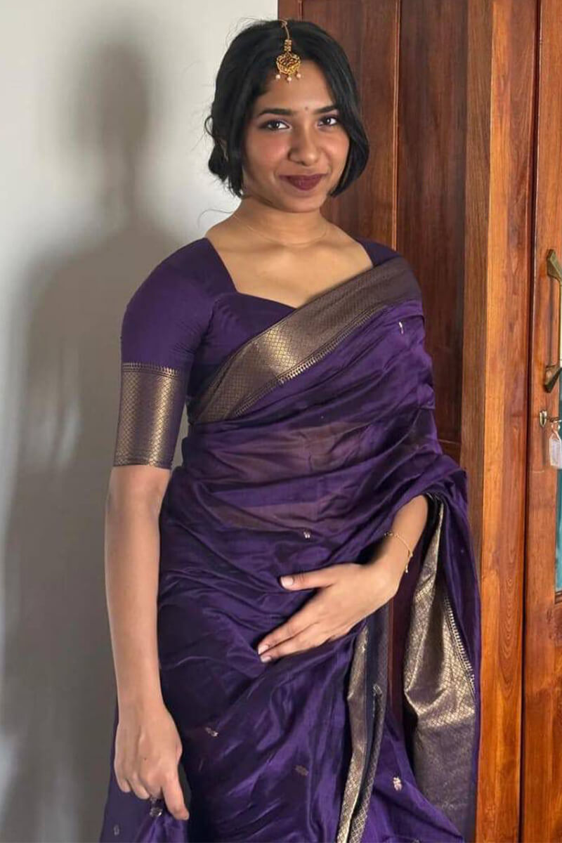 Ratatouille Purple Cotton Silk Saree With Forbearance Blouse Piece