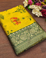 Gorgeous Yellow Soft Silk Saree With Ravishing Blouse Piece