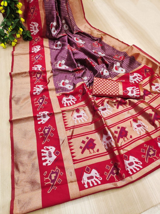 Energetic Purple Soft Silk Saree With Engrossing Blouse Piece