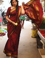 Embellished Maroon Soft Silk Saree With Tantalizing Blouse Piece