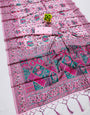 Groovy Pink Pashmina Saree With Smart Blouse Piece