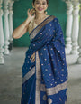Deserving Blue Linen Silk Saree With Jazzy Blouse Piece