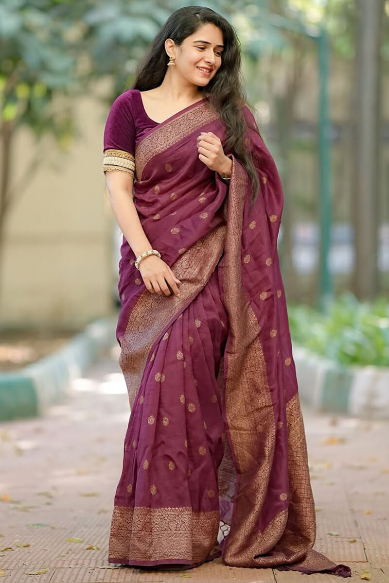 Tempting Wine Soft Silk Saree With Capricious Blouse Piece