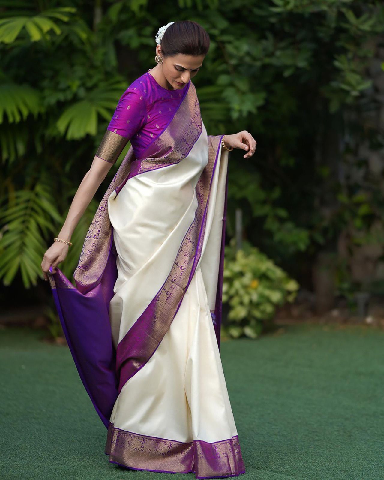Magnificat Beige Soft Silk Saree With Enigmatic Blouse Piece