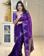 Luxuriant Purple Soft Silk Saree With Profuse Blouse Piece