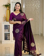 Bewitching Purple Soft Silk Saree With Adorning Blouse Piece
