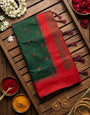 Improbable Dark Green Cotton Silk Saree With Pretty Blouse Piece