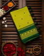 Pleasant Green Cotton Silk Saree With Lagniappe Blouse Piece