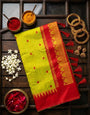 Ideal Green Cotton Silk Saree With Vibrant Blouse Piece