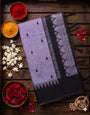 Effulgent Lavender Cotton Silk Saree With Staggering Blouse Piece