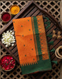 Epiphany Orange Cotton Silk Saree With Impressive Blouse Piece