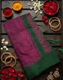 Adorable Wine Cotton Silk Saree With Rhapsodic Blouse Piece