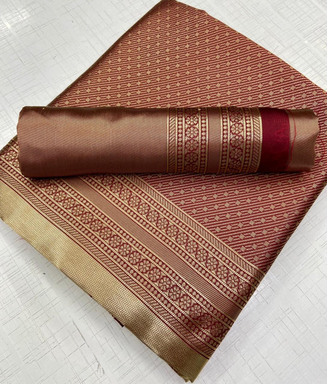 Enigmatic Wine Soft Silk Saree With Jubilant Blouse Piece