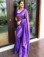 Luxuriant Blue Soft Silk Saree With Tempting Blouse Piece