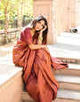 Denouement Wine Soft Silk Saree With Confounding Blouse Piece