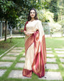 Splendiferous Beige Soft Silk Saree With Felicitous Blouse Piece