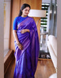 Gratifying Blue Soft Silk Saree With Amiable Blouse Piece