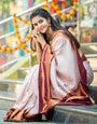 Felicitous Beige Soft Silk Saree with Scrumptious Blouse Piece