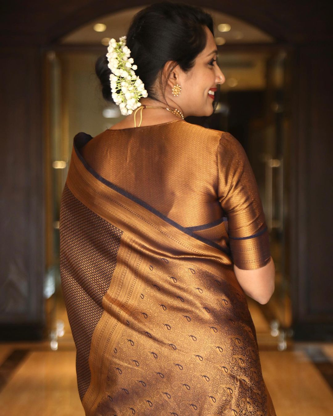 Cynosure Black Soft Silk Saree with Demure Blouse Piece