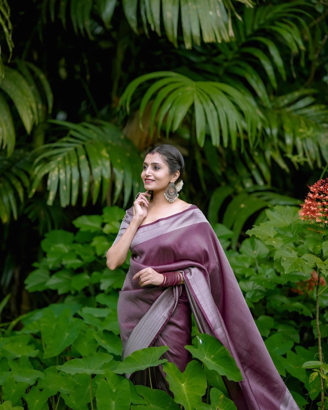 Eloquence Brown Soft Silk Saree with Epiphany Blouse Piece