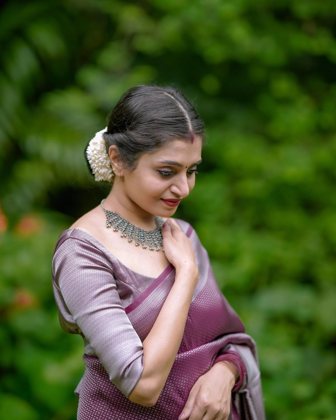 Eloquence Brown Soft Silk Saree with Epiphany Blouse Piece