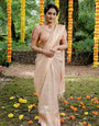 Propinquity Cream Soft Silk Saree with Redolent Blouse Piece