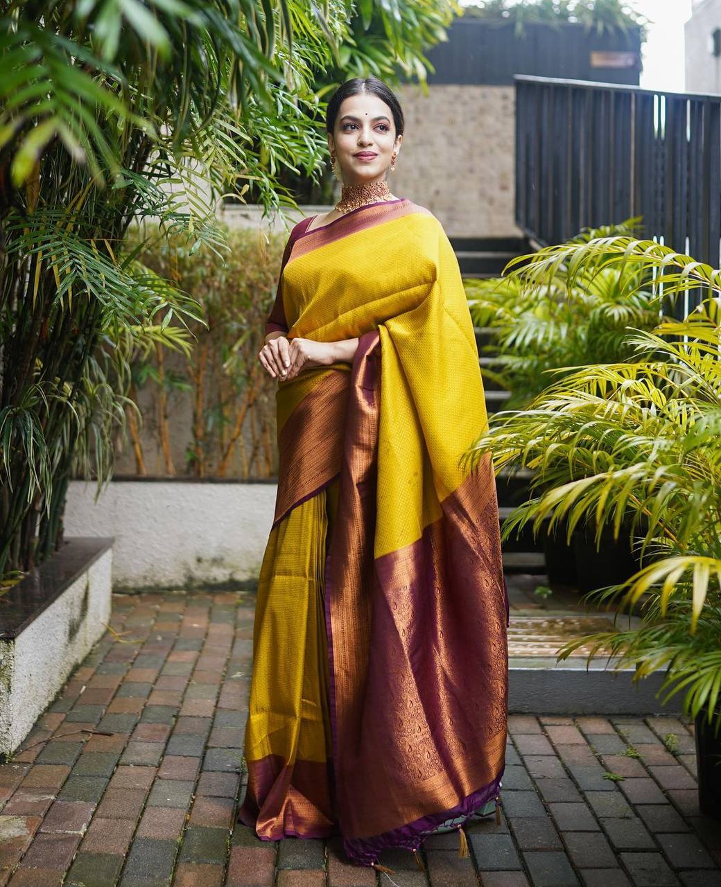 Staggering Golden Soft Silk Saree with Engaging Blouse Piece