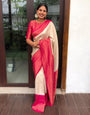 Breathtaking Off White Soft Silk Saree with Desuetude Blouse Piece