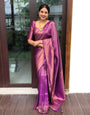 Amiable Purple Soft Silk Saree with Symmetrical Blouse Piece