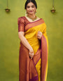 Elision Golden Soft Silk Saree with Ephemeral Blouse Piece