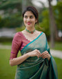 Surreptitious Rama Soft Silk Saree with Woebegone Blouse Piece