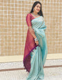 Susurrous Firozi Soft Silk Saree with Delectable Blouse Piece