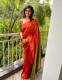 Petrichor Red Soft Silk Saree with Ratatouille Blouse Piece