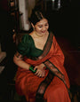 Lustrous Orange Soft Banarasi Silk Saree With Staring Blouse Piece